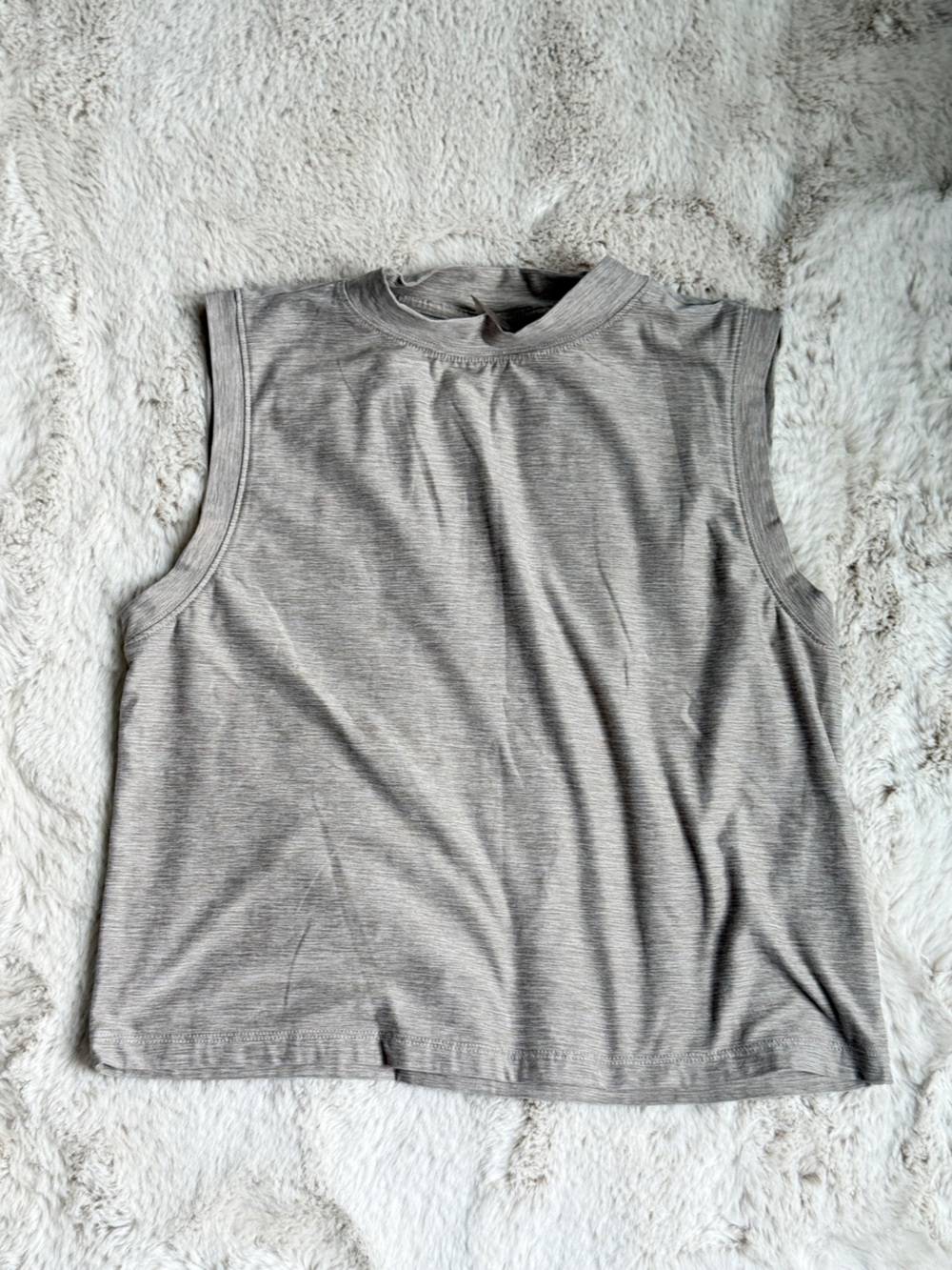 CALIA by Carrie Underwood Sleeveless Mock Neck Tank - Light Gray/ Tan